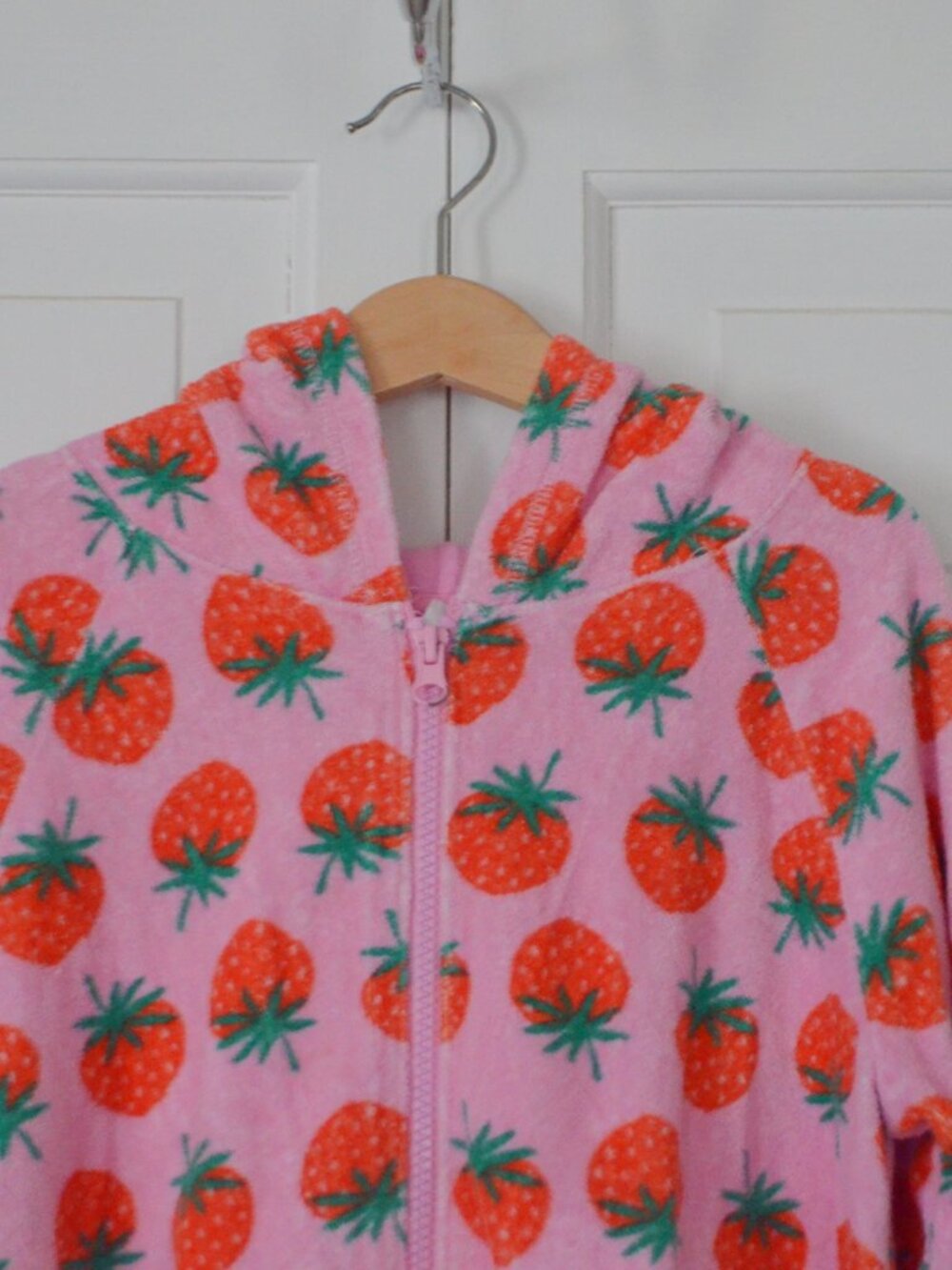 Girls' Hanna Andersson Strawberry Print Terry Swim Coverup Size 10 - Picture 2 of 11